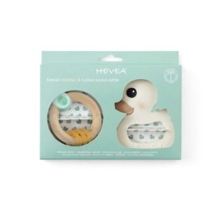 Hevea - Bijtring + rammelaar rubberhout